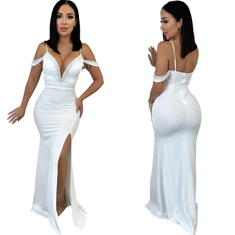 luxury rhinestone beaded crystal high split prom party evening long dress canada women lady elegant party evening ball gown