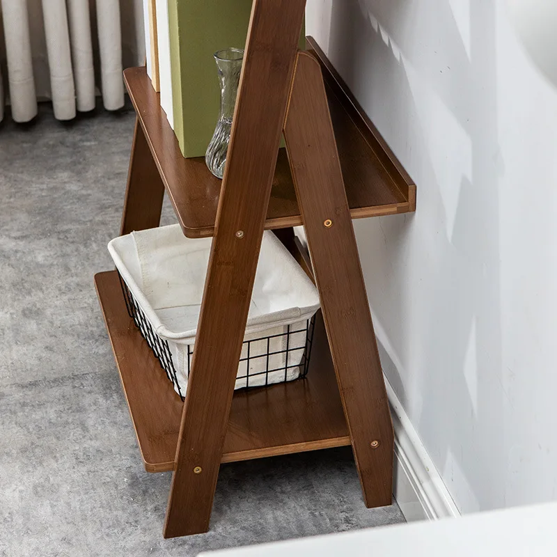 Living room wall mounted shelf floor shelves bookshelves simple bedroom corner storage shelves bamboo trapezoidal multi-tier