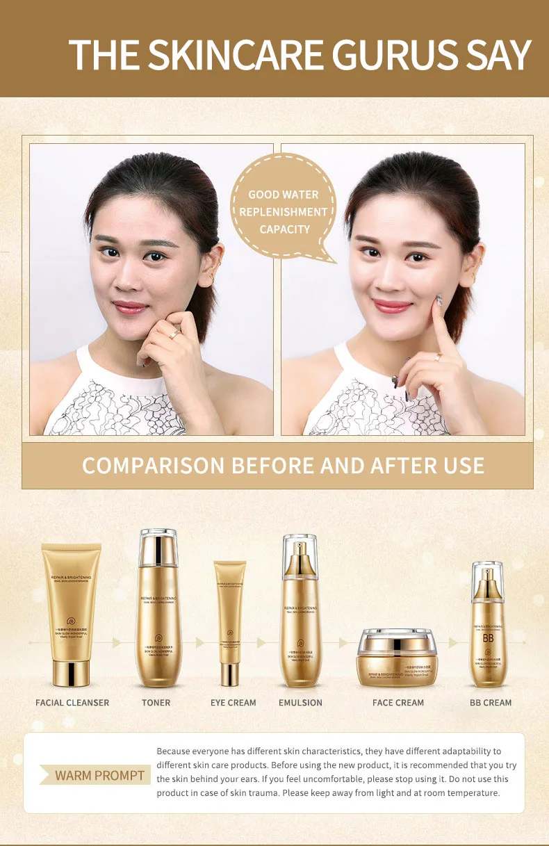 OEM Private Label Skin Repair Best Moisturizer Firming Anti Aging Anti Wrinkle snail Face Cream set