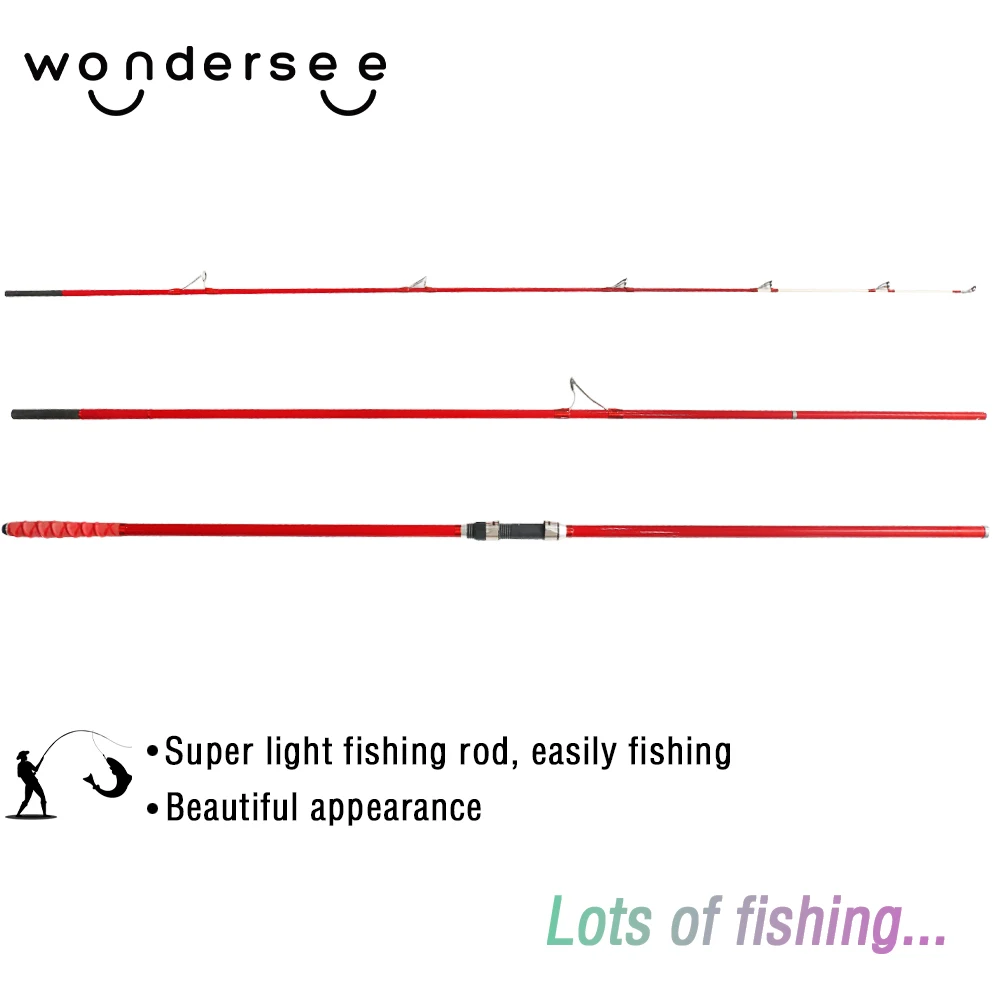 HYD-OEM/ODM Factory  3 Sections Long Casting  Spinning Shore Gig 4.5m carbon rim tubular Rod Surf Fishing Rod