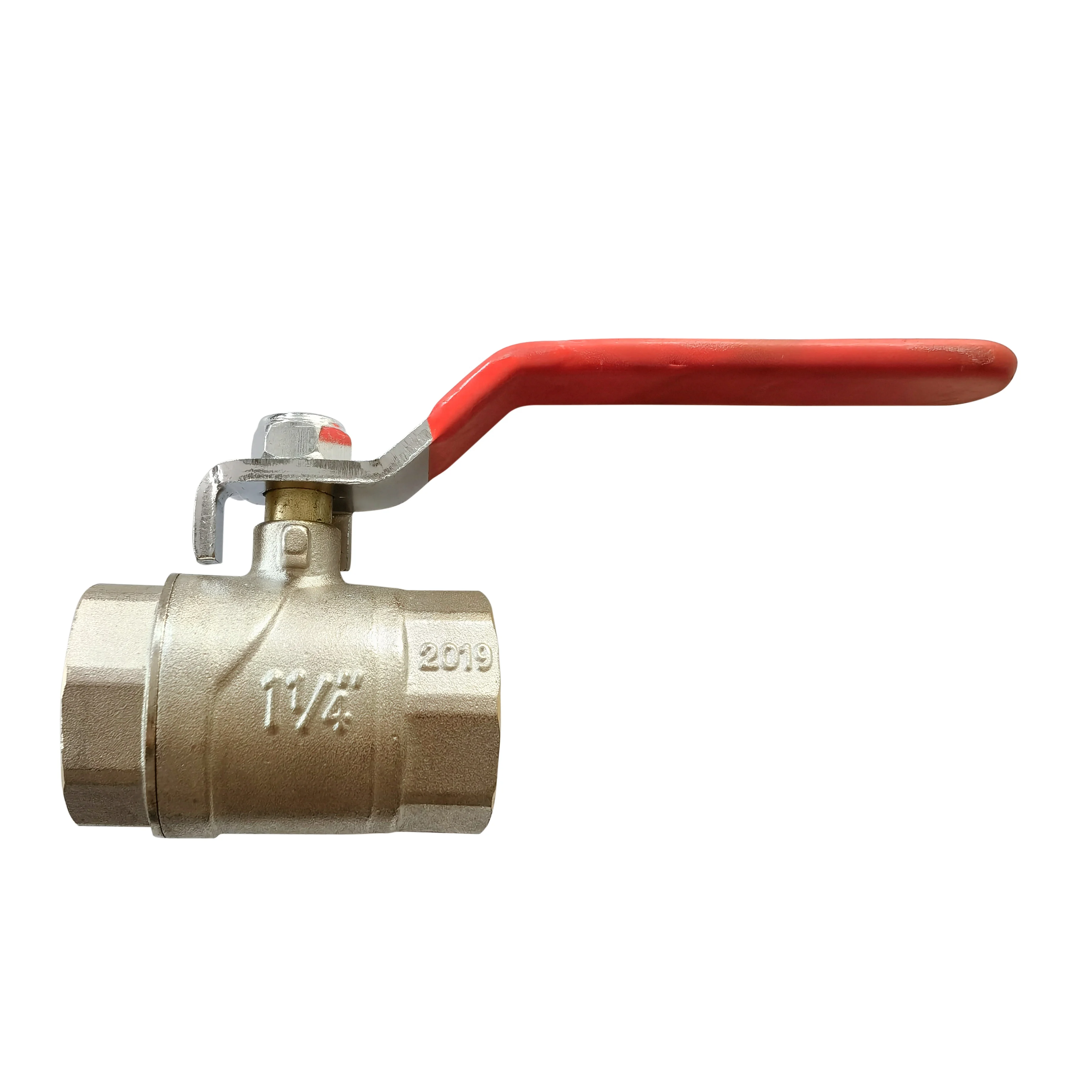 Hot sale customized super plated nickel Female threaded forged brass long handle ball valve