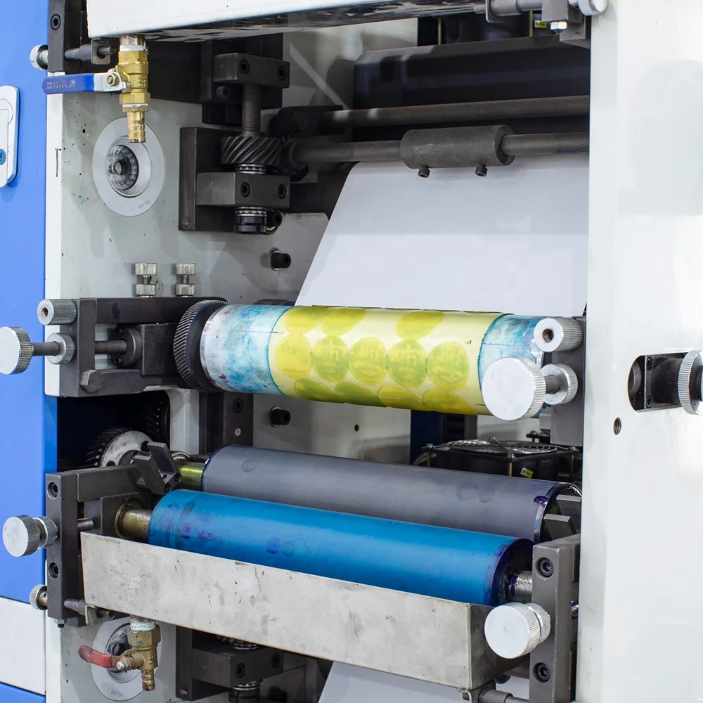 
HJRY-420 4+3 full automatic Water Oil Food label Roll to 7 color flexo label printing machine 