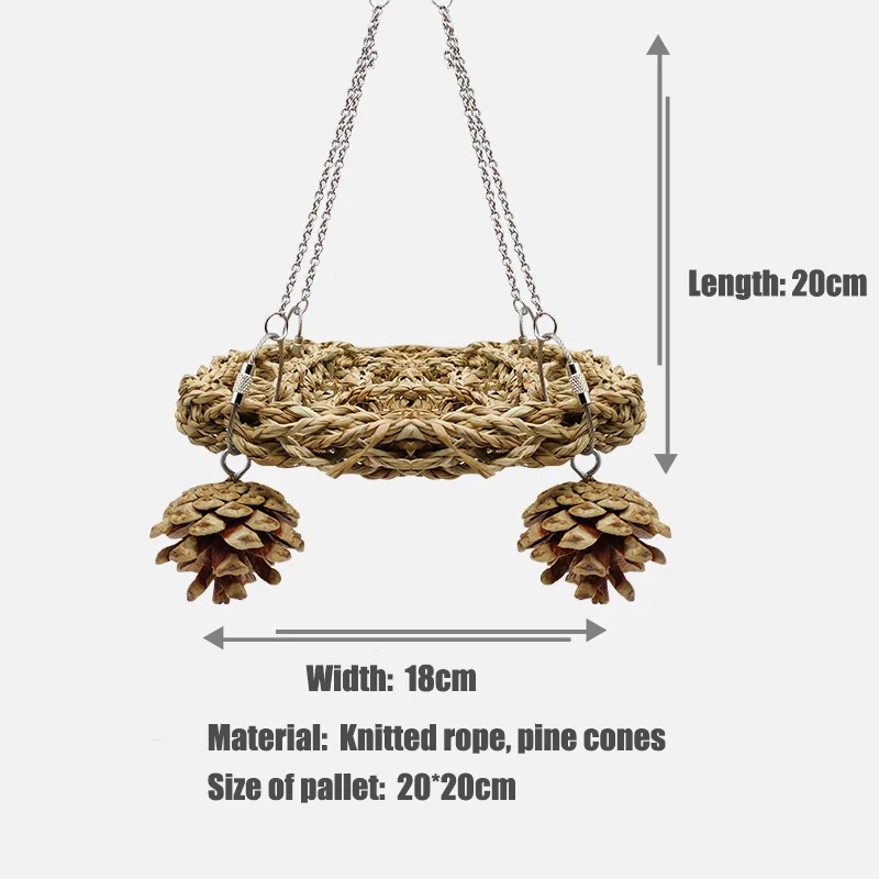New Design Parrot Chew Toy Natural Cuttlebone Rattan Rope Pine Cones Wooden Toy More Fun Bird Bite