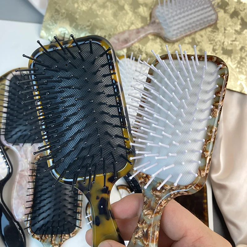 Custom Logo Eco Friendly Handmade Pretty Pattern Cellulose Acetate Acid Oval Series Sheet Air Cushion Comb