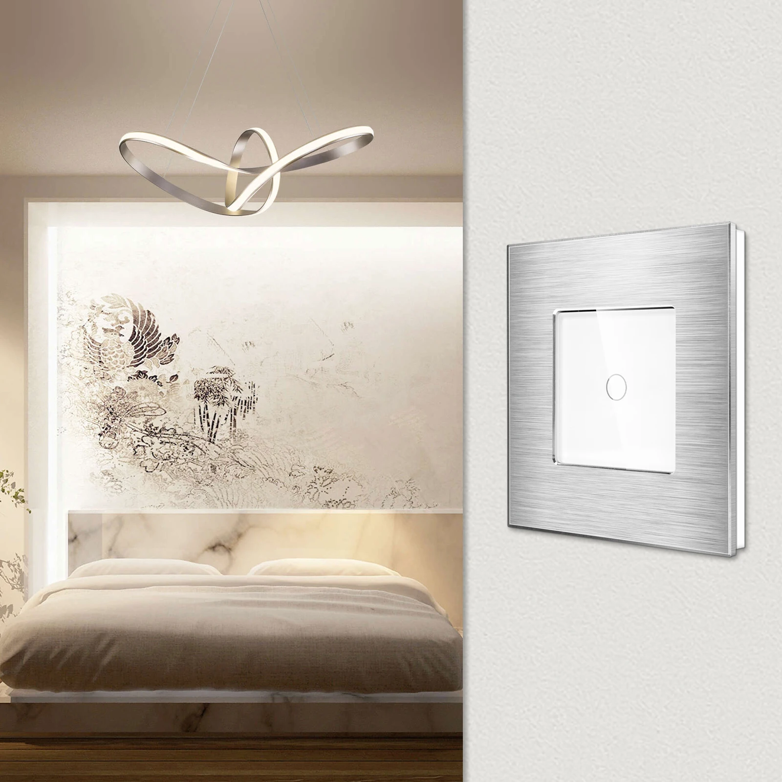 Bingoelec Wholesale non Wifi 2000W Touch Switch 2gang 2way Home Wall switch Light Switch with Aluminum panel