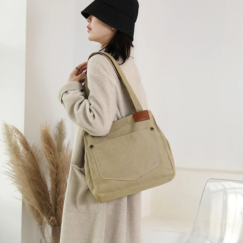 New Fashion Attractive Canvas Tote Bag Women Simple Handbag Shoulder Leisure Large Capacity Bags Canvas Tote Bag