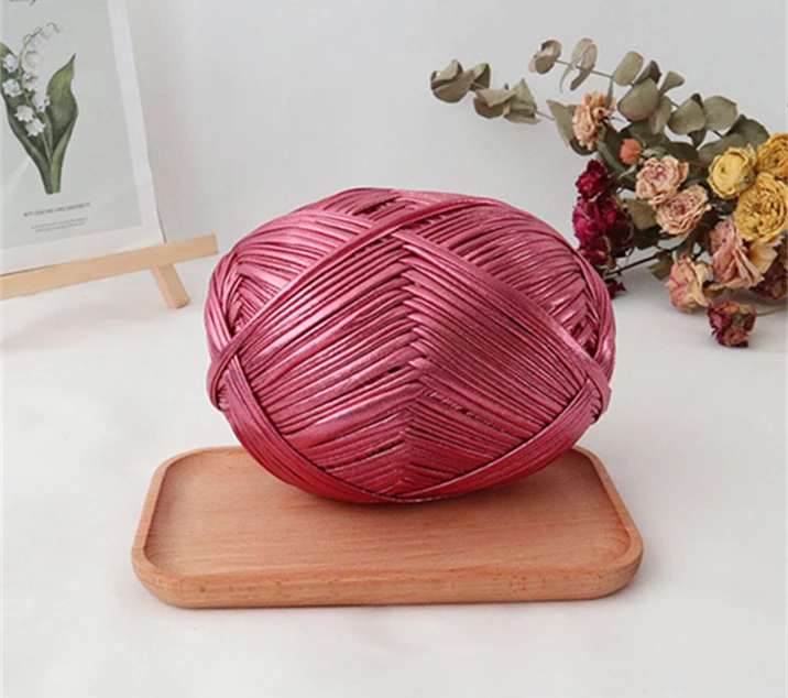 Metal texture cloth line handmade DIY woven bag material luminous bright leather material