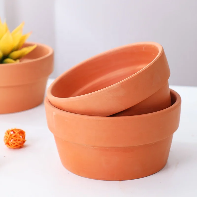 2022 new hot selling low price high quality large red pottery flat flower pot root shallow plant pot wholesale