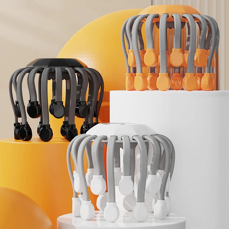 New 20 Heads Wireless Vibration Silicone Scalp Electric Hair Massager Octopus Spider Music Red Light Head Massage Machine