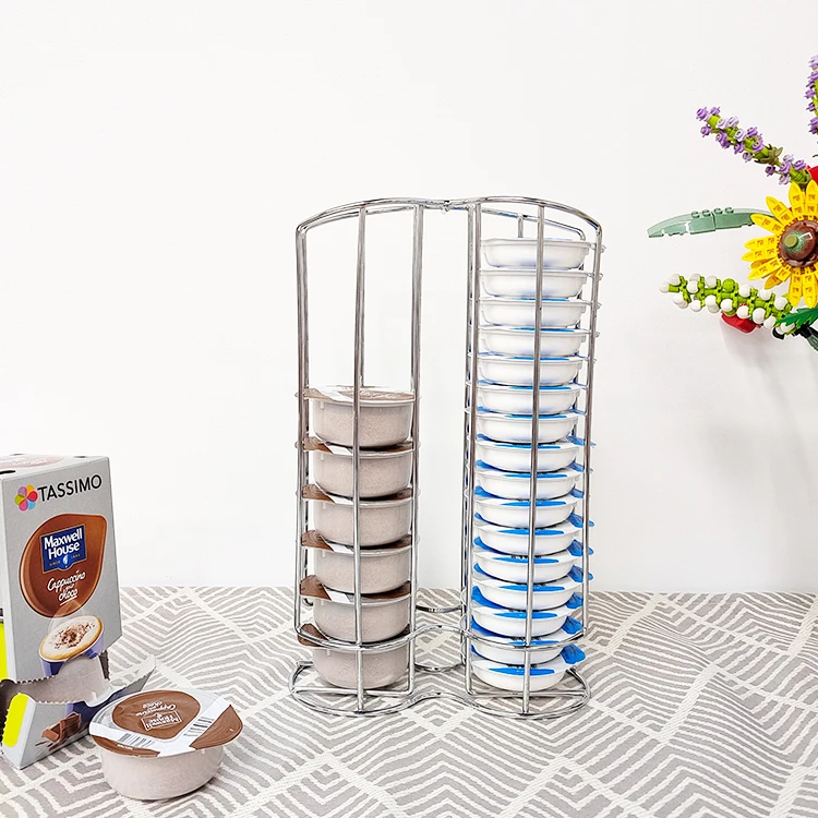 Display Rack For Tassimo 32 Coffee Pack Iron Chrome Plated Metal Wire Home Coffee Capsule Holder