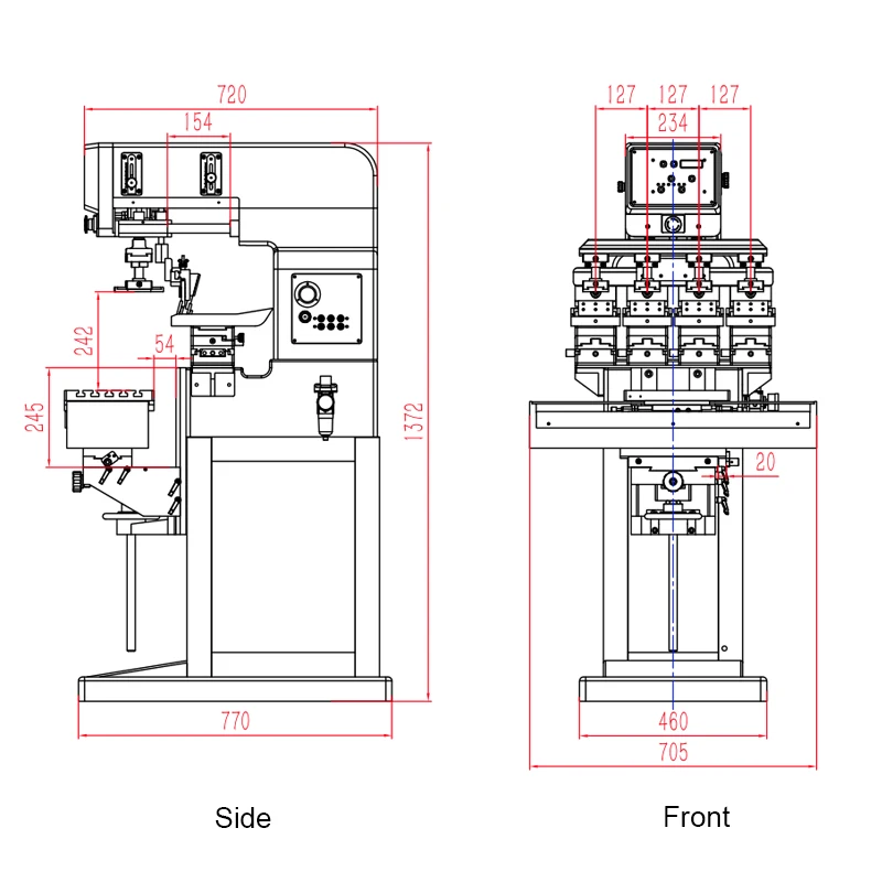 4 color ink tray pad printer with high speed