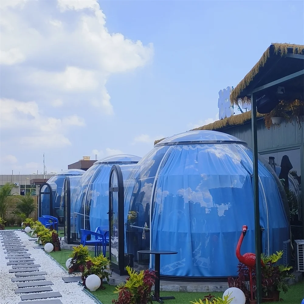 Full House Custom Aluminum Building Modern Shape Plastic Greenhouse For Camping PC Dome House