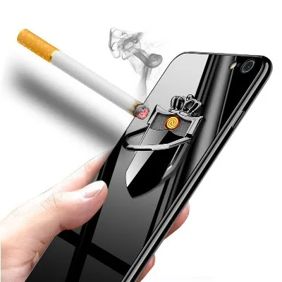 Electronic Cigarette Lighter Windproof USB Lighter for Phone Rechargeable Phone Ring Holder Lighter