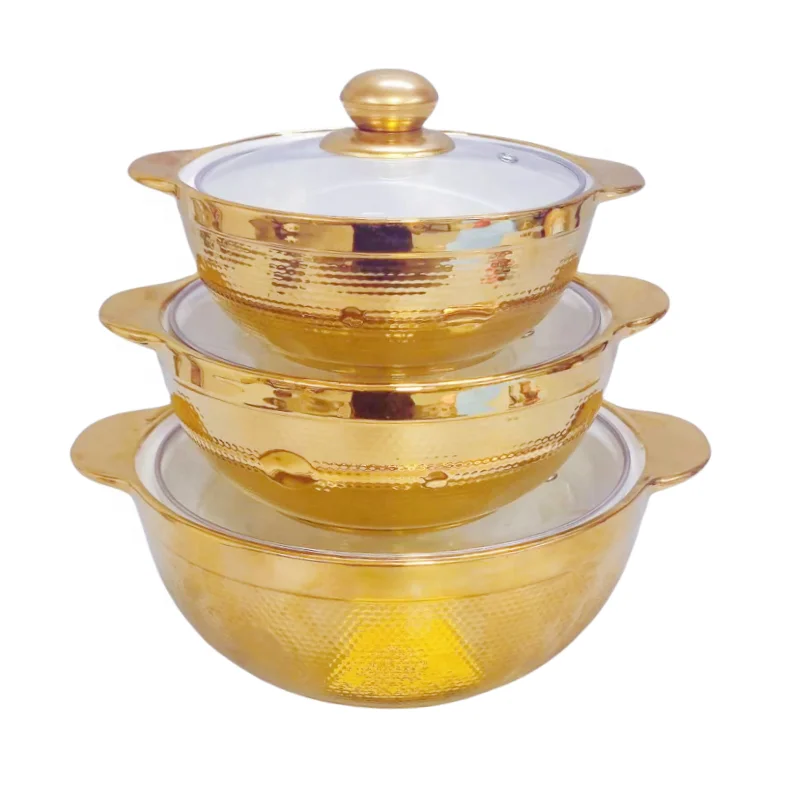 Modern 3pcs Ceramic Soup Pot Set Gold Edge Glass Lid Sustainable Small Pot Soup Cookware Wholesale Luxury Ceramic Soup Stock