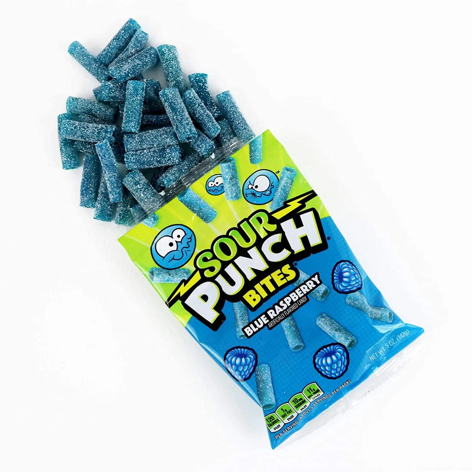 Sour Punch Bites Sweet Chewy Candy Blue Raspberry Flavored Sour Candy 5oz Bag (Pack of 12) American Candy
