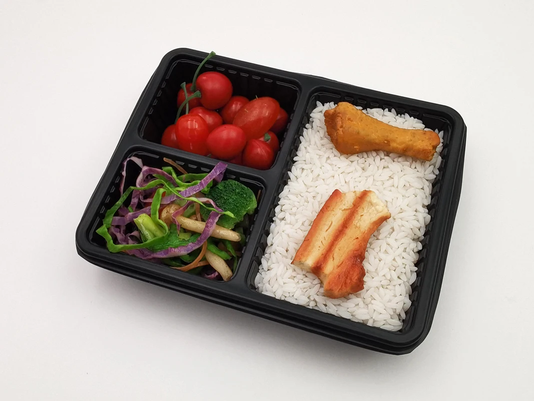 bento box 3 compartment leakproof  microwave lunch box takeaway packaging fast food container pp plastic with lid