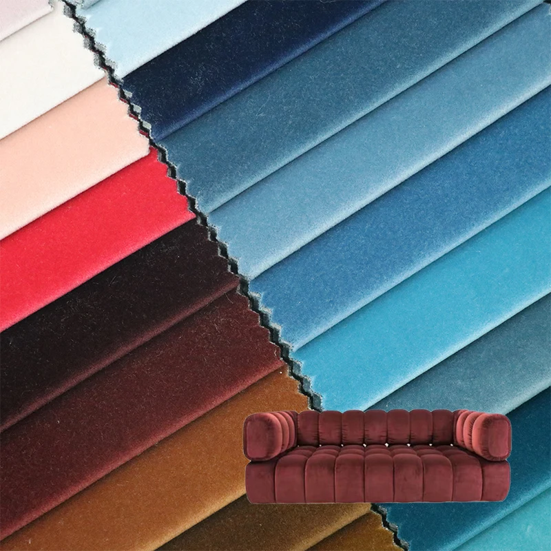 2308A OEM ODM Knitted 420gsm 148cm Multi-Color Homoiothermic Solid Velvet Sofa Fabric Fleece Velvet Fabric for Home Textile