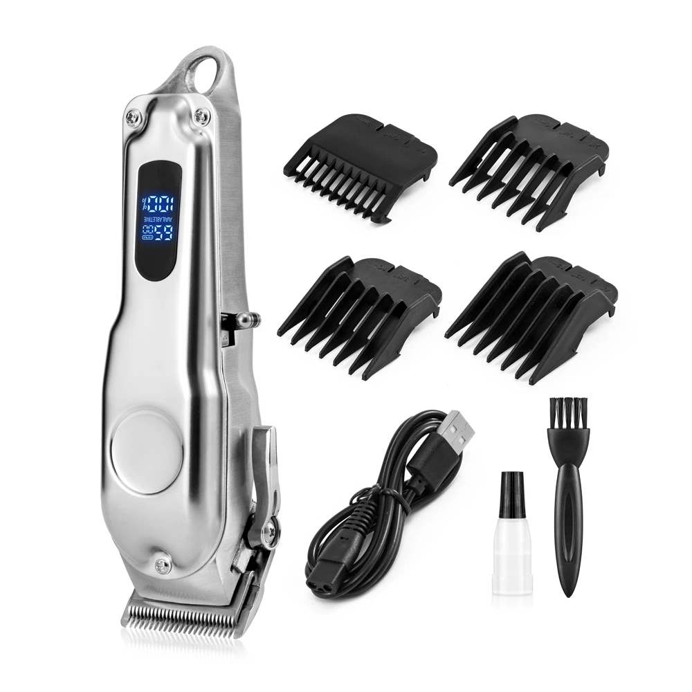 Высокое качество частная этикетка на заказ мощная нержавеющая Беспроводная ЖК-салон профессиональная электронная Парикмахерская Машинка для стрижки волос