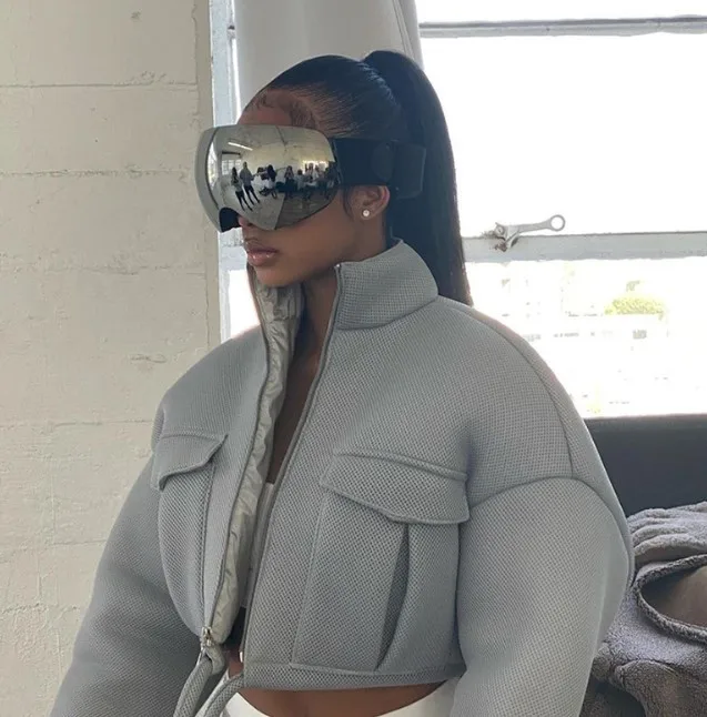 Зимняя одежда, теплое пальто, модная верхняя одежда с ложным воротником, модный пуховик на молнии с карманами и кулиской