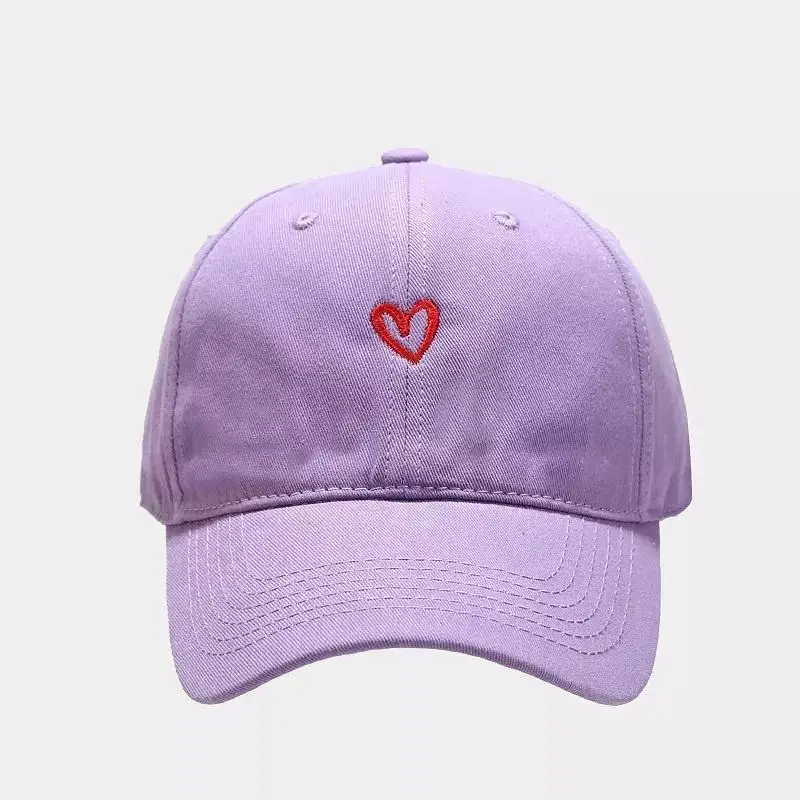 Factory wholesale spring cotton soft top simple small love embroidered baseball cap solid color couple visor