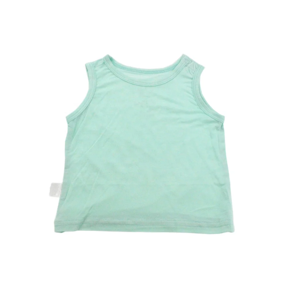 
Factory custom Wholesale custom side snap adjustable plain color tank tops kids bamboo baby tank tops 