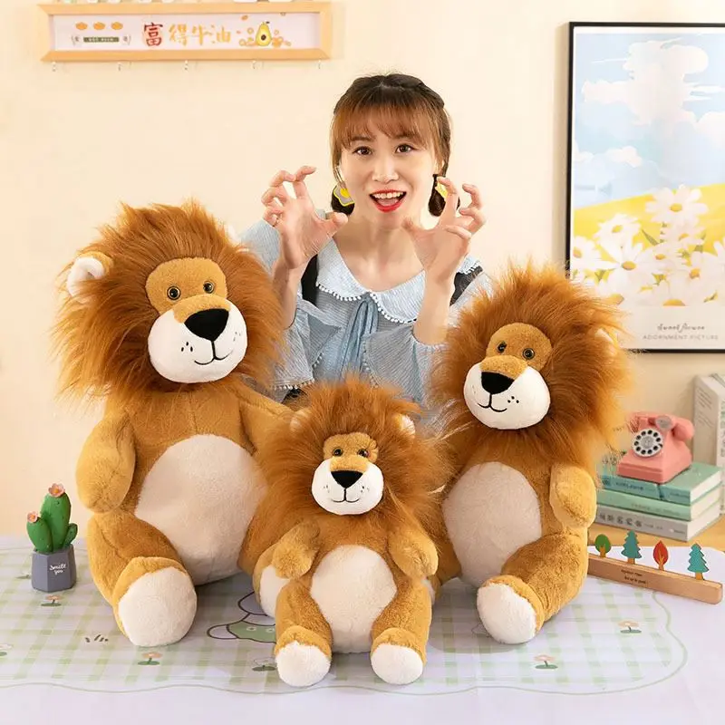 Simulation Kawaii Forest Big Stuffed Animals Lion Toy Cartoon Cute Doll Soft Lion Plush Toys For Kids