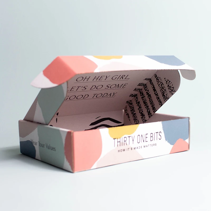 Recycle Corrugated Custom Logo Printed Flat Foldable Clothing Packaging Pink Paper Cardboard Mailer Shipping Box