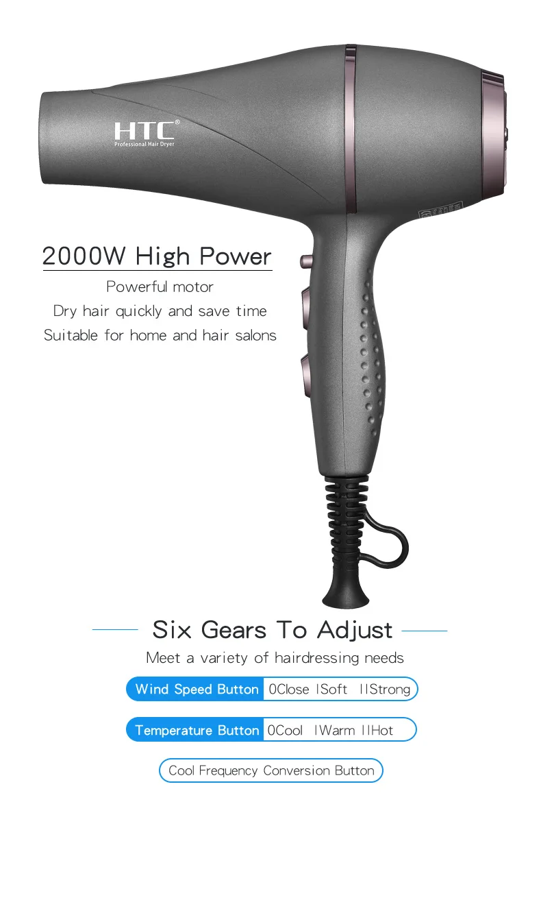 HTC EF-2028  High speed hair dryer professional salon hair dryer portable travel hair dryer