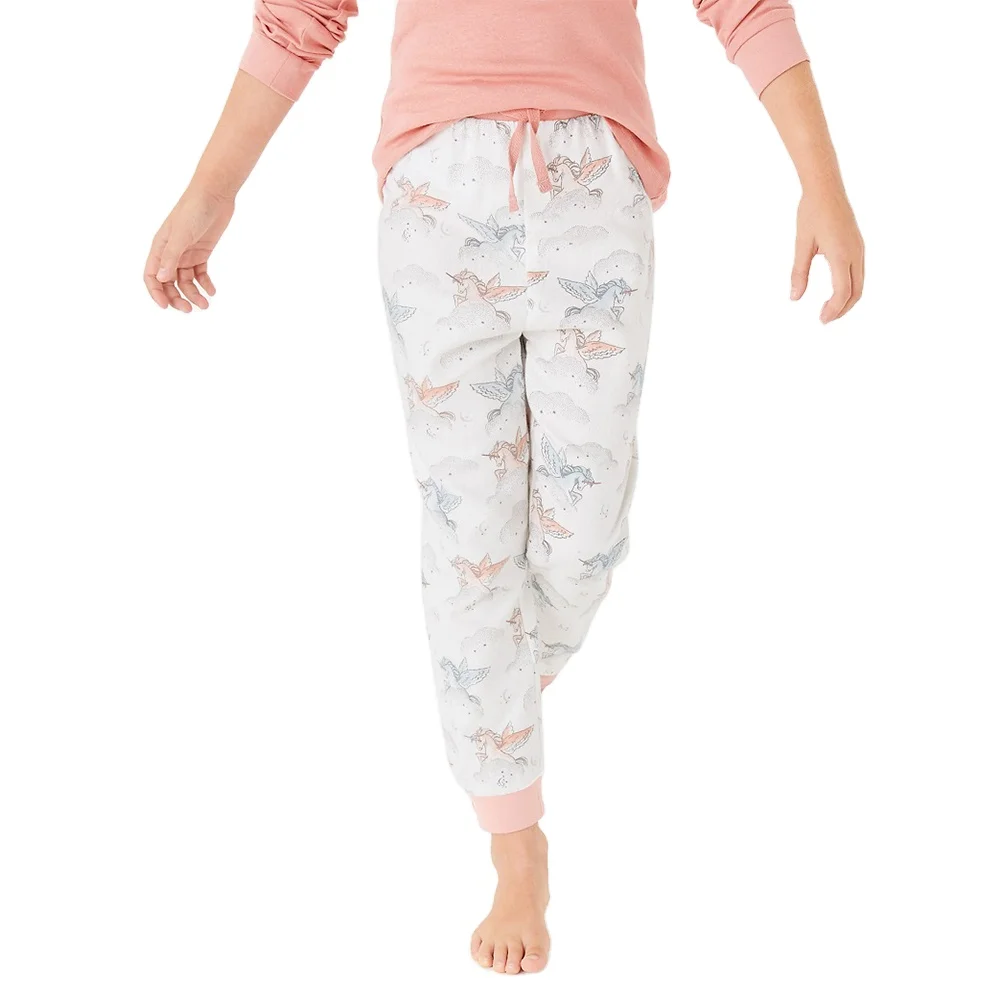 
OEM Service Girls Sleepwear Pajamas Breathable Printed Spring 100% Cotton Girls Sleepwear Tee Leggings Kids Pajama Set 