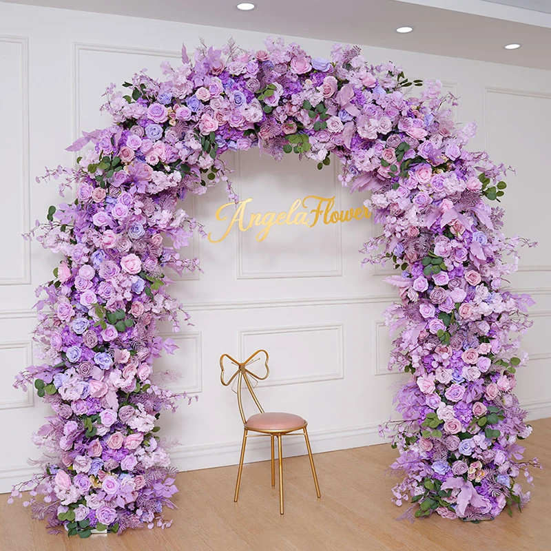 Purple Rose Flower Row Wedding Backdrop Arch Decor Banquet Event Floral Arrangement Accessories Window Display Photo Props A8676