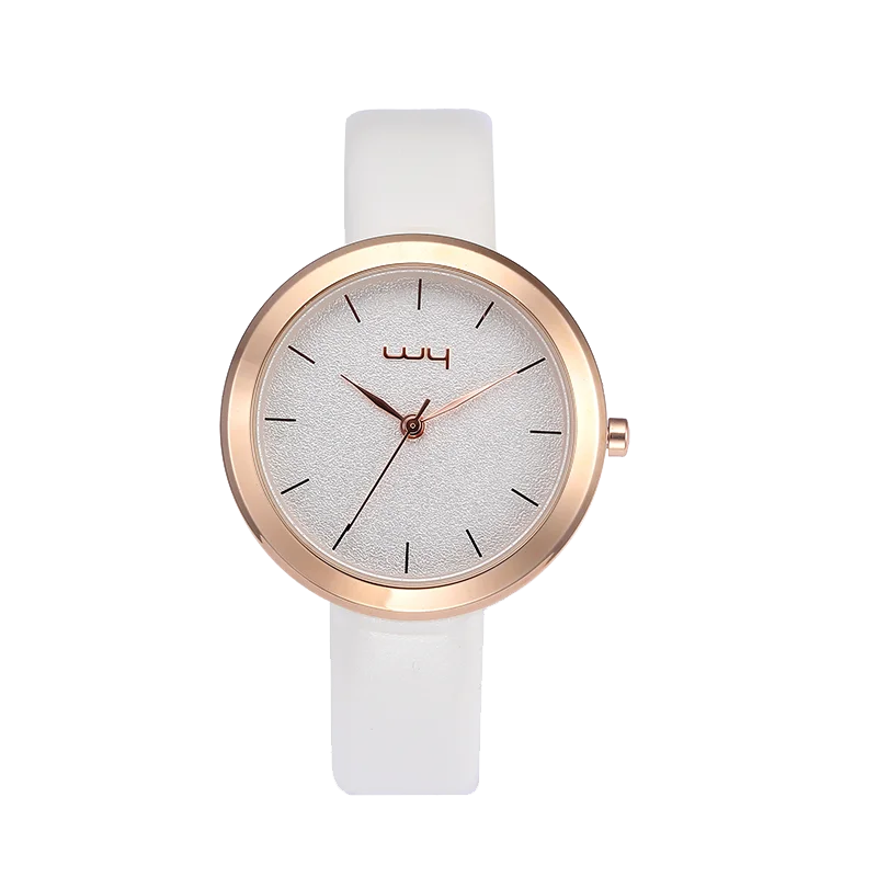RAYMONS WY-059 Jam Tangan Wanita Putih Elegan Jam Tangan Desain Dial Unik Jam Tangan Wanita Tali Mengkilap Kulit Fashion