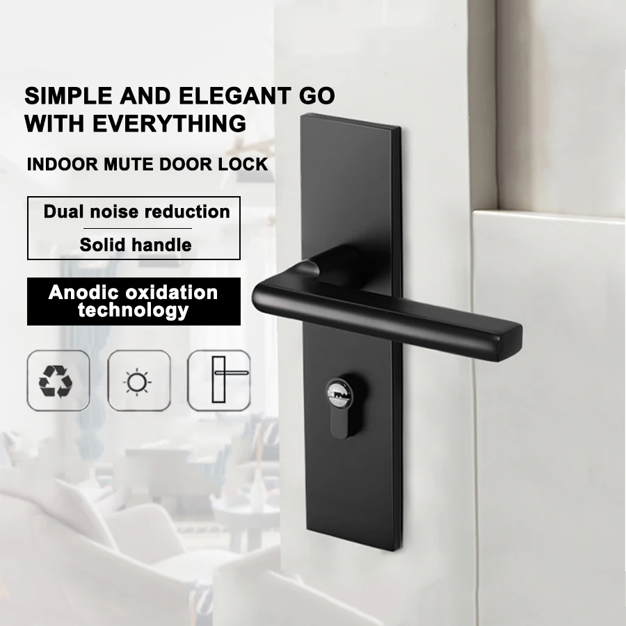 Factory Black White Plate Lock Handle Front Aluminum Alloy Door Handle For House Construction