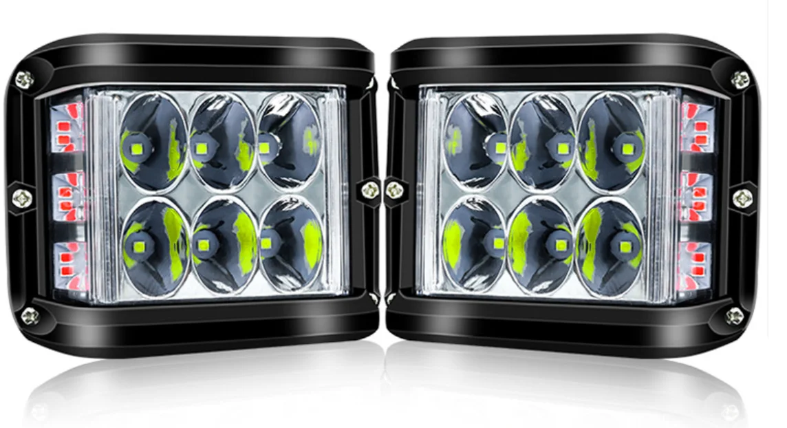 SUV 2-piece strobe LED work light, 3color side Shooter  Spotlight road driving fog light SUV ATV UTV truck tractor car boat