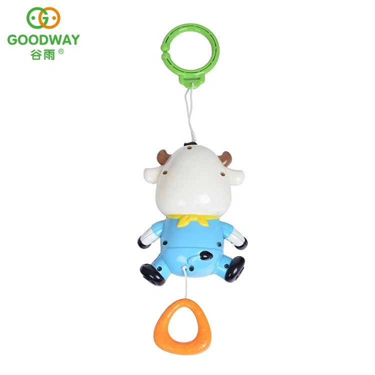 
Abs Material Cute Musical Animal Pulling Cow Funny Baby Bell Bed Stroller Hanging 