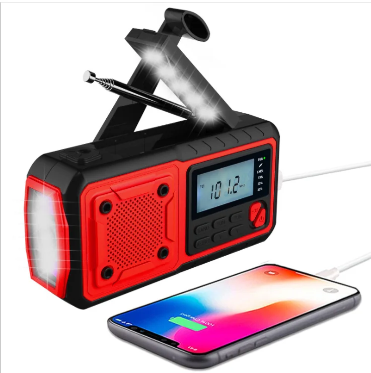 Super bright LCD digital display Solar Crank AM FM NOAA Alert Radio with 5000 Power Bank Flashlight and lantern