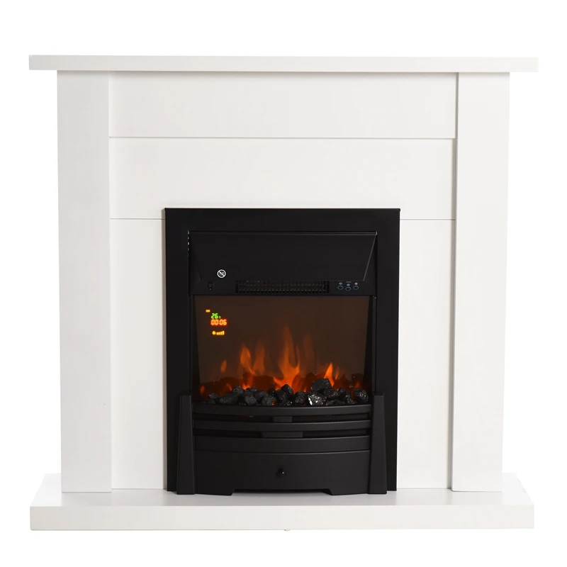 30' black coal fire flame effect chimenea electrica electric fireplace with mantel freestanding