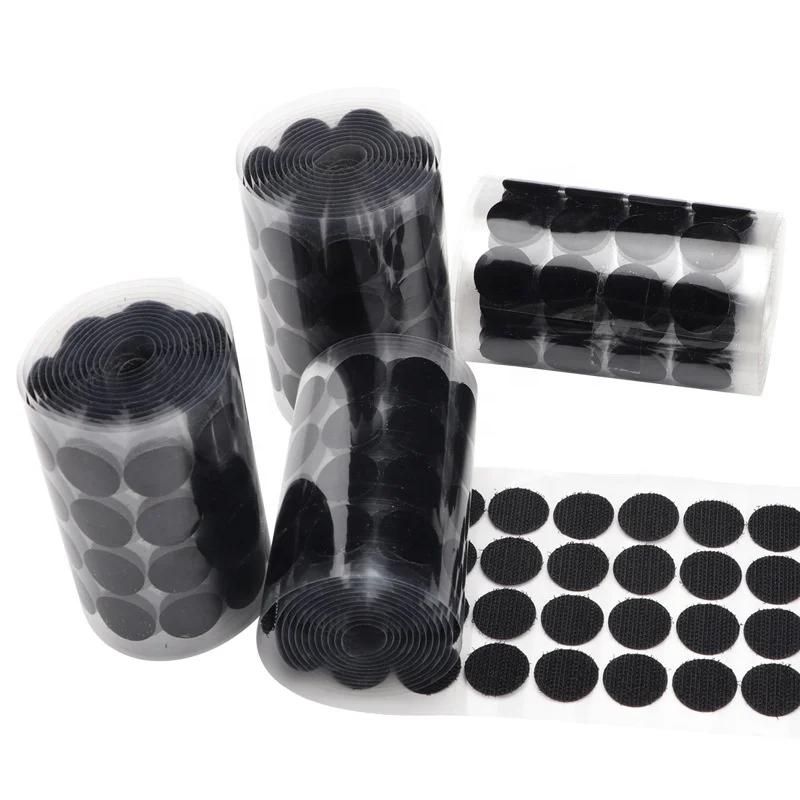 Red,Green,Blue,Yellow adhesive circle hook and loop dots strong glue adhesive hook loop spots