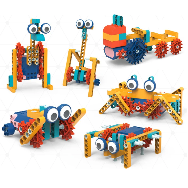 STEM Educational Construction Interlocking Mechanical Gear with Rechargeable Electric Motor Building Blocks Set Toys For Kids