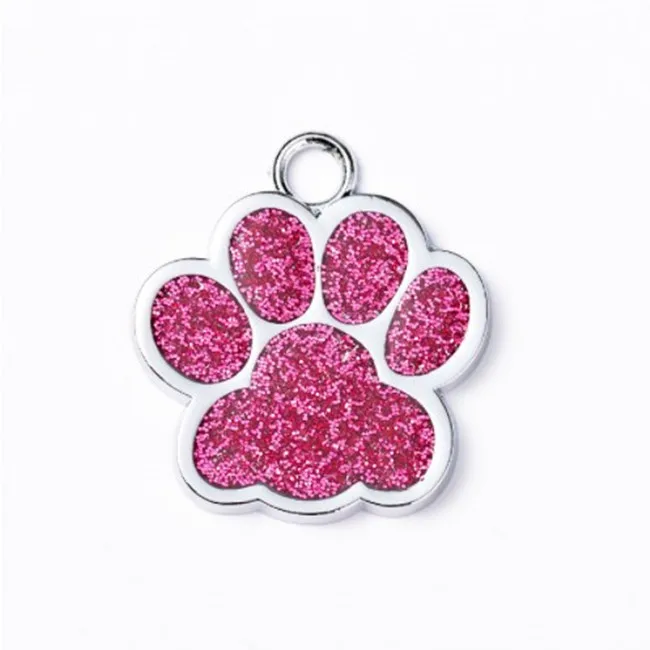 metal pet tag zinc alloy identity card flash powder footprint lettering dog tag paw keychain
