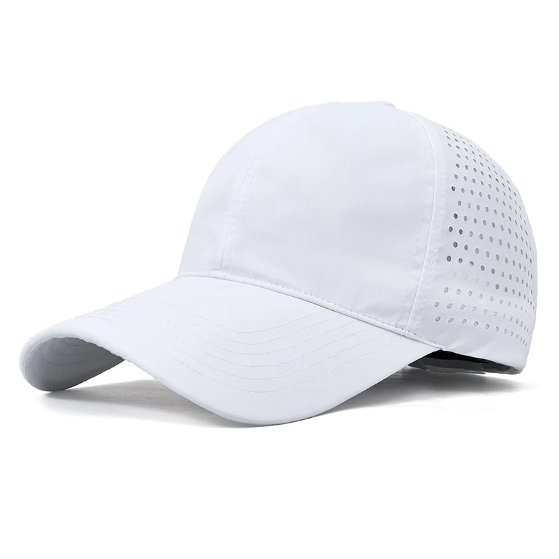 Breathable quick dry waterproof nylon golf performance perforated laser cut drilled hole high quality sport dad hats
