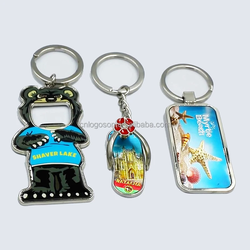 Factory Custom Key Chains Bear Bottle Opener Keyring Wholesale Rectangle Summer Flip Flop Beach Keychain