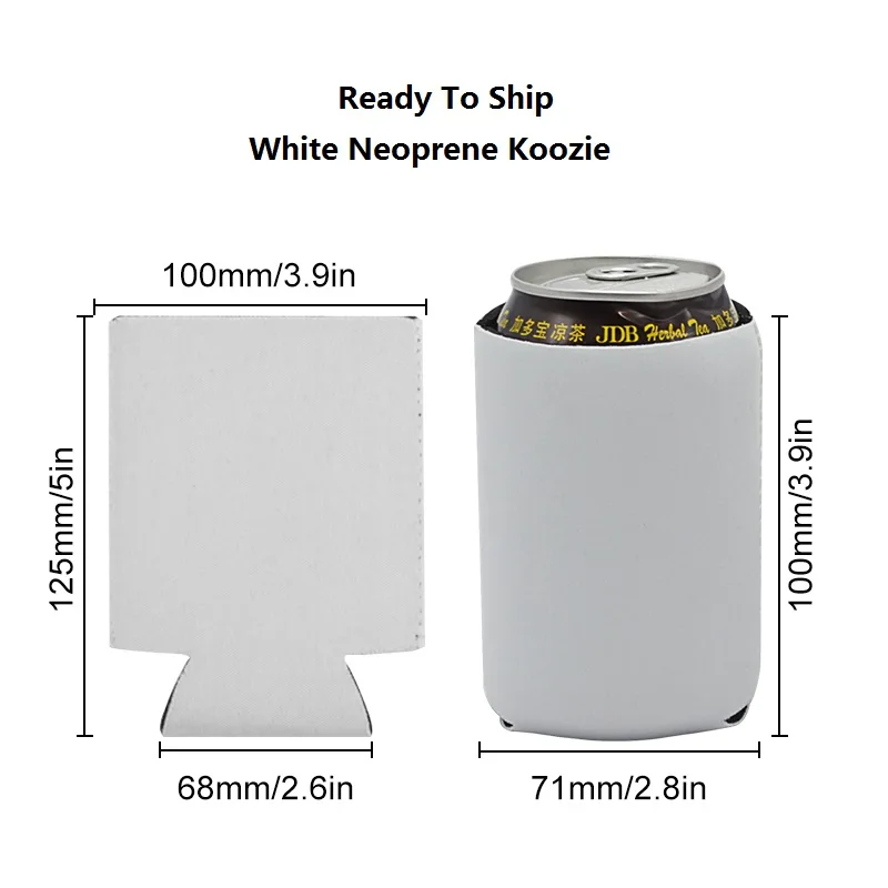Wholesale Low Moq Custom Logo Sublimation Blank White Neoprene Stubby Holder 12oz Beer Cooler Cover Coozies for Can