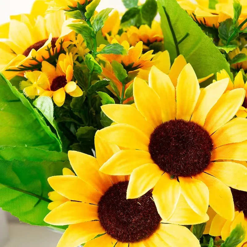 Handmade 13 Sunflowers Home Wedding Garden Hotel Party Decoration Sunflower Bouquet