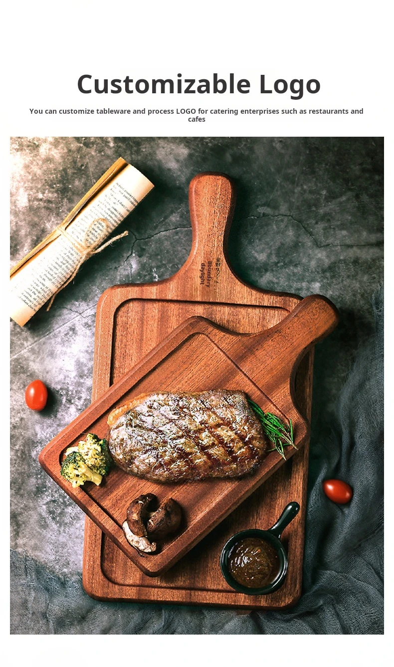 Western food cut steak board bread cake solid wood pizza plate base support cutting board food wood pallet_22