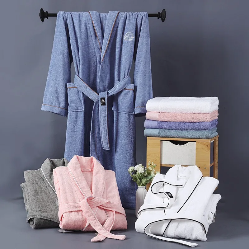 Wholesale Custom Embroidered Luxury Terry 100% Cotton Bathrobe Bath Robes Unisex