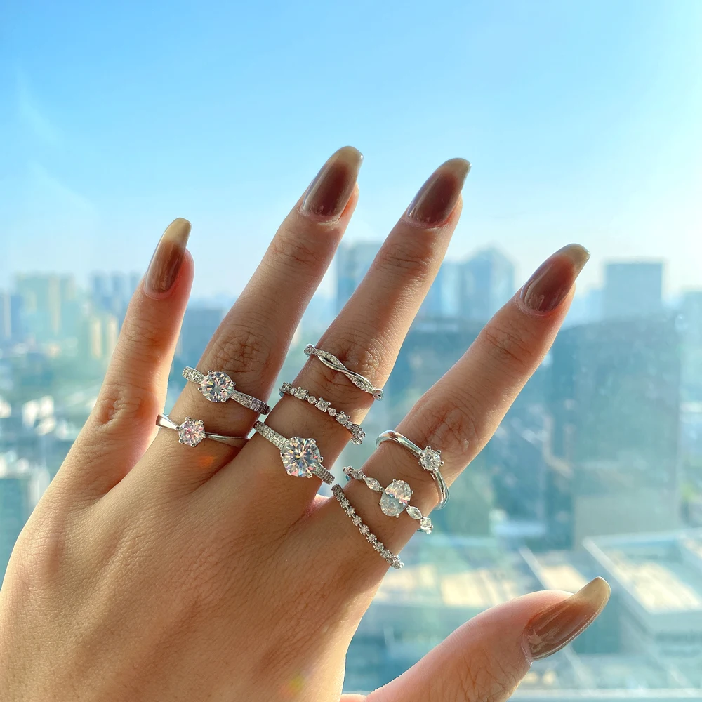 Dylam обещание Модные 925 стерлингового серебра кольца с настоящими Австрийскими кристаллами ювелирные изделия из жемчуга для женщин набор обручальные кольца стерлингового серебра муассанит обручальное кольцо с бриллиантом