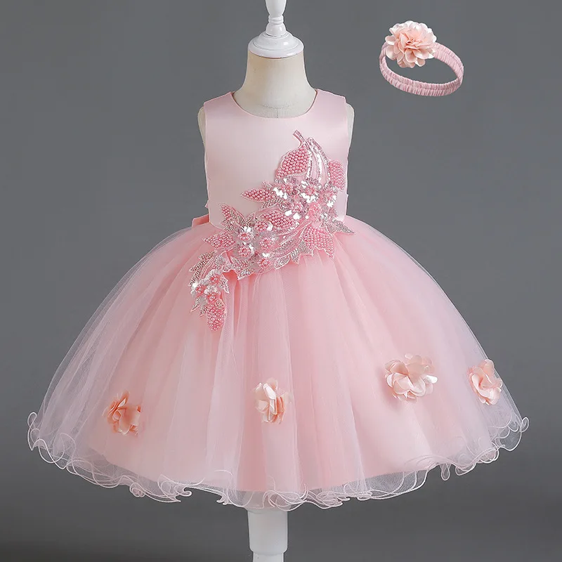 LZH Baby Girls Mesh Tutu Princess Gown Wedding Party Baby 1 Year Birthday Dress Christmas Infant White Christening Dress