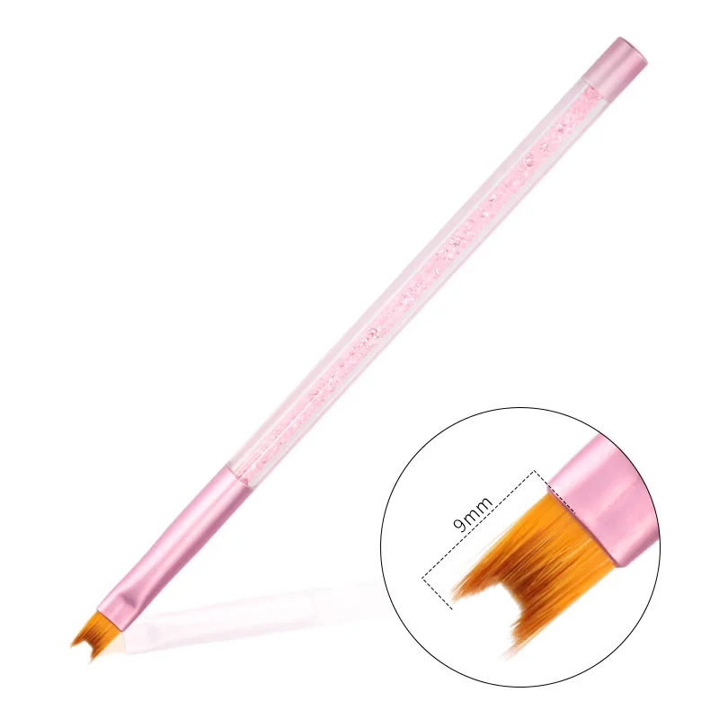 Nail Art Pink Rhinestones Decoration Handle Synthetic Hair Nail Art Brush gel Polish Drawing Painting Flowers Nail Pen