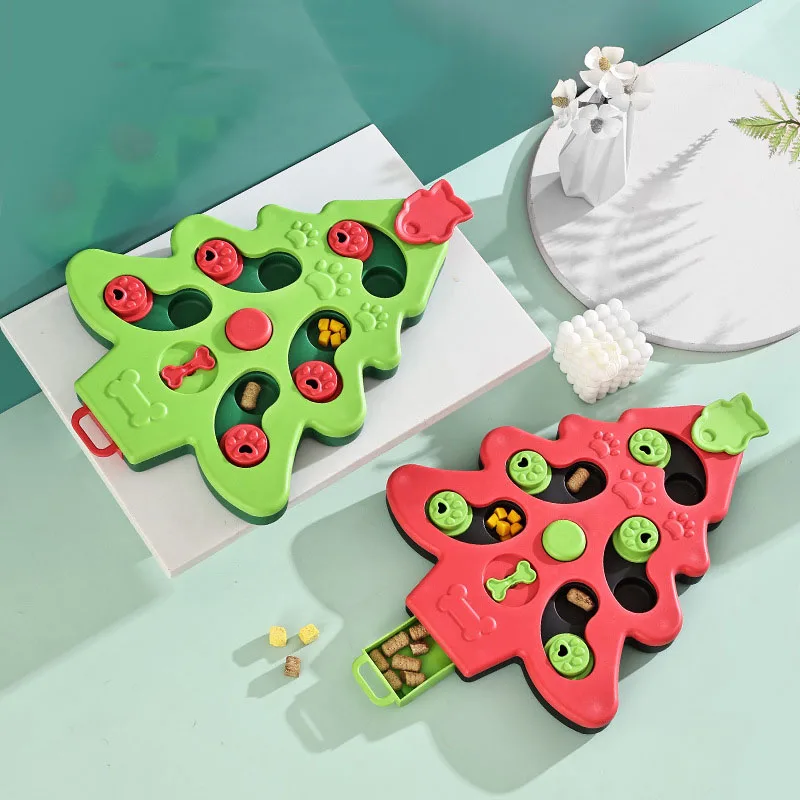 Wholesale Pet Dog Toys Puzzle Game Slow Feeder Food Luxury Durable Christmas Tree Interactive Pet Dog Puzzle Toys
