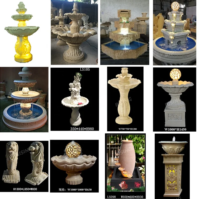 Large Customized Outdoor Indoor Home Wall Decor Marble Stone Ball Lion Buddha Statue Sculpture Water Fountain